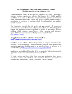 Faculty Position in Theoretical Condensed Matter Physics The Ohio