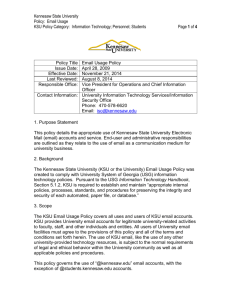 Kennesaw State University Policy: Email Usage KSU