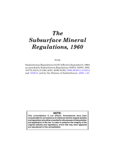 The Subsurface Mineral Regulations, 1960