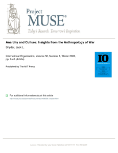 Anarchy and Culture: Insights from the Anthropology of War