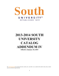 2013-2014 south university catalog addendum iv