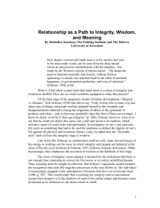 Relationship as a Path to Integrity, Wisdom, and Meaning