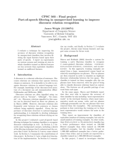 POS filtering in unsupervised learning to improve discourse relation