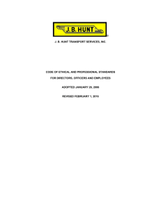 jb hunt transport services, inc. code of ethical and professional