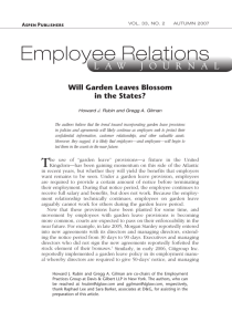 Employee Relations Law Journal: Will Garden Leaves Blossom in