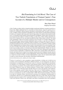 (Re)Translating In Cold Blood - Çankaya University Journal of