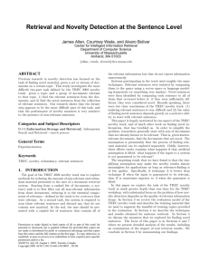 Retrieval and Novelty Detection at the Sentence Level