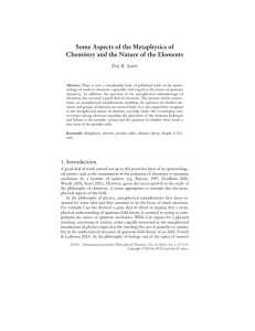 Some Aspects of the Metaphysics of Chemistry and the