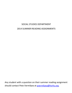 SOCIAL STUDIES DEPARTMENT 2014 SUMMER READING