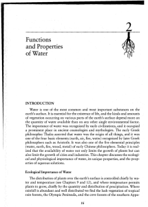 Functions and Properties of Water