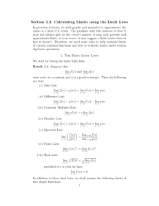 Section 2.3: Calculating Limits using the Limit Laws