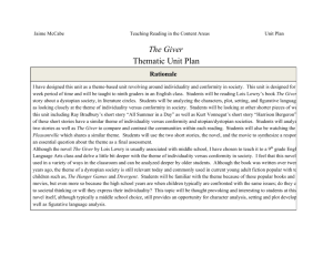 The Giver Thematic Unit Plan