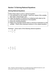 Section 7.6 Solving Rational Equations