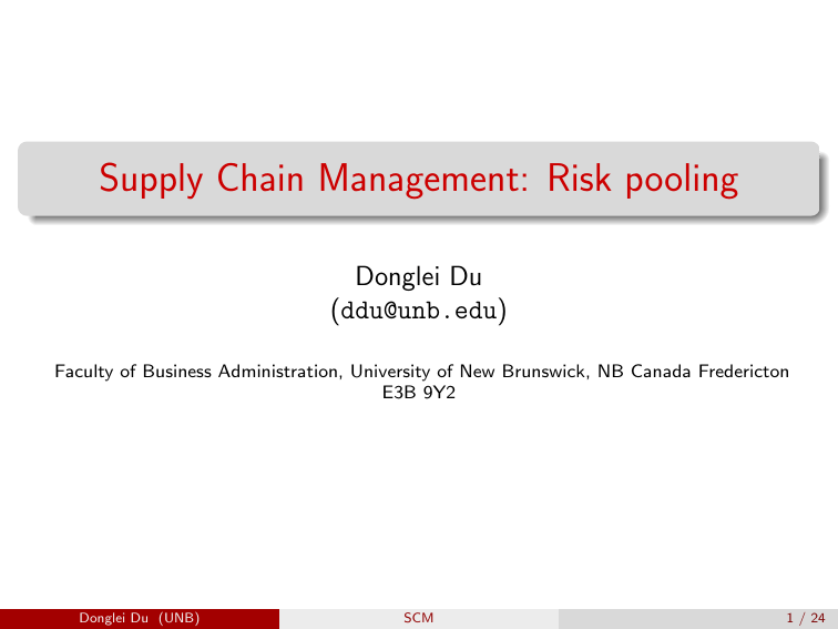 Risk pooling supply chain management