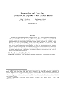 Reputation and Learning: Japanese Car