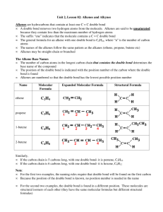 Unit 2, Lesson 02: Alkenes and Alkynes Alkenes