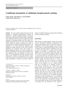 Conditional automaticity in subliminal morphosyntactic priming