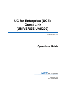 UC for Enterprise (UCE) UNIVERGE UA5200 Guest Link Operations