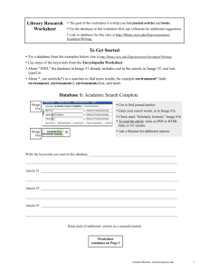 Library Research Worksheet