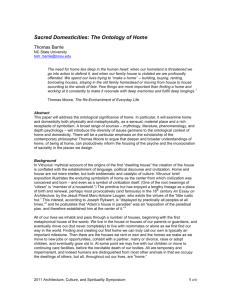 Sacred Domesticities: The Ontology of Home