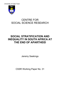 SOCIAL STRATIFICATION AND INEQUALITY IN SOUTH AFRICA