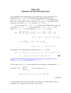 Math 2263 Solutions for Fall 2004 Final Exam (D)