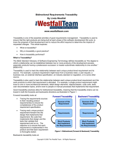 Bidirectional Requirements Traceability By Linda Westfall www