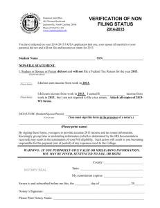 verification of non filing status - Coastal Carolina Community College