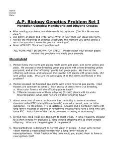 A.P. Biology Genetics Problem Set I