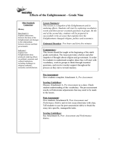 Effects of the Enlightenment – Grade Nine - ODE IMS
