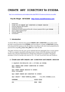 CREATE ANY DIRECTORY to SYSDBA