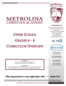 upper school grades 6 - 8 curriculum overview