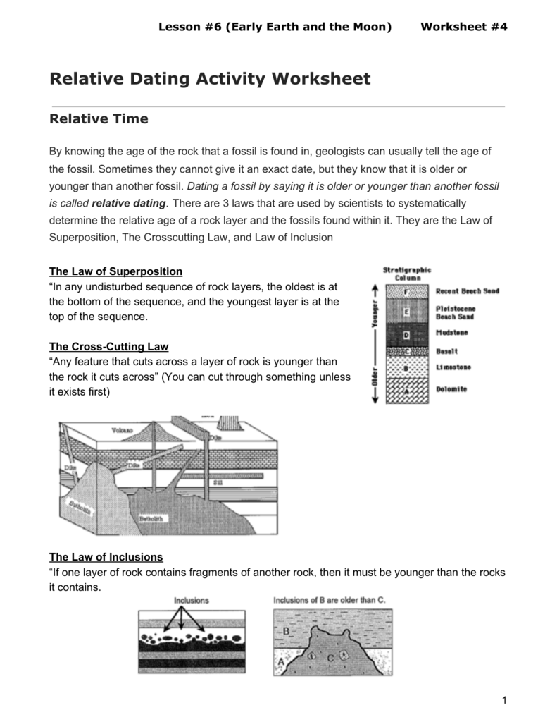 Earth Science Lab Relative Dating 2 Answer Key - The Earth Images