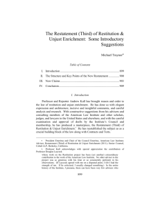 The Restatement (Third) of Restitution & Unjust