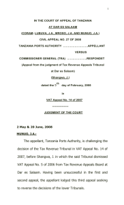 tanzania ports authority judgment of court of appeal no. 27 of 2008