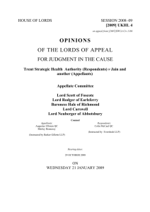 Trent Strategic Health Authority (Respondents) v Jain and another