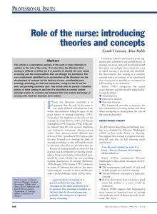 Role of the nurse: introducing theories and concepts