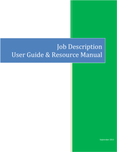 Job Description User Guide & Resource Manual