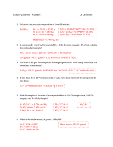 Sample Questions – Chapter 7 CP Chemistry 1. Calculate the