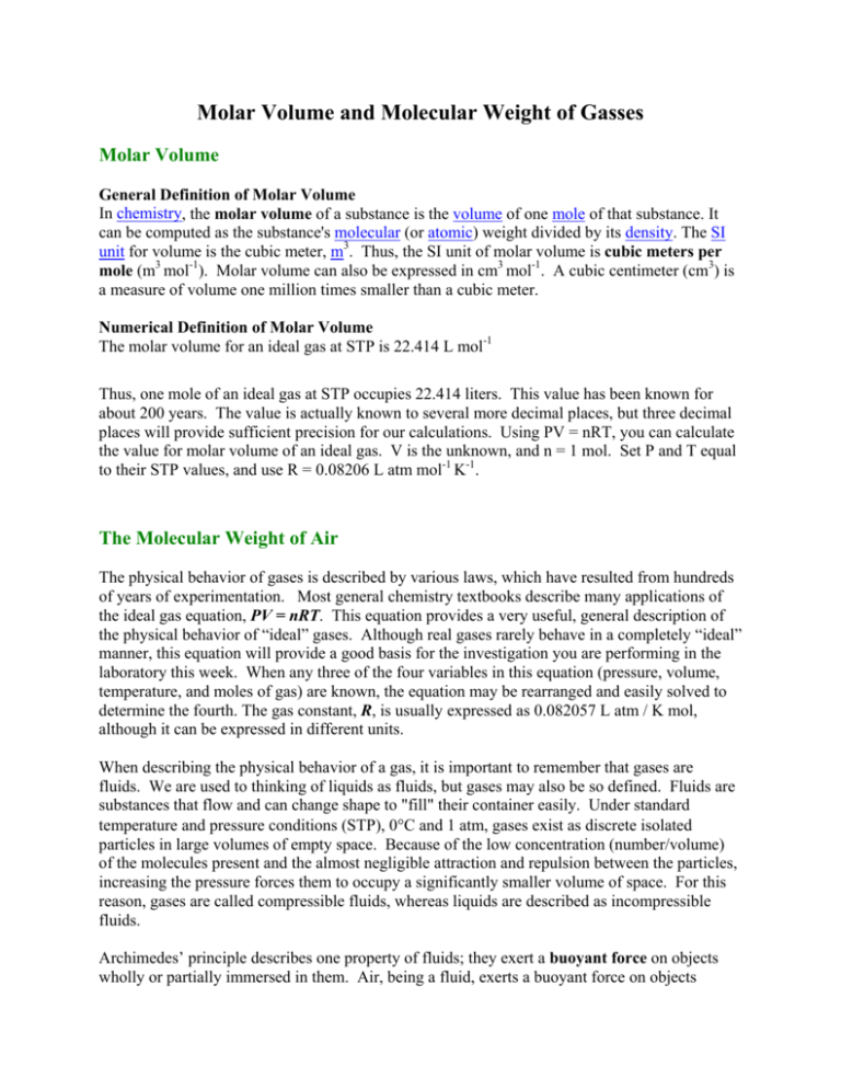 molar-volume-and-molecular-weight-of-gasses