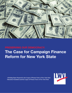 The Case for Campaign Finance Reform for New York State