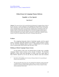 Ethical Issues In Campaign Finance Reform