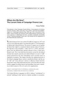 The Current State of Campaign Finance Law