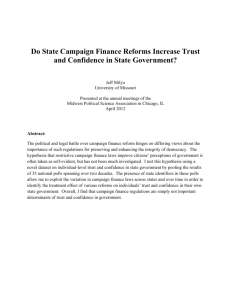 Do State Campaign Finance Reforms Increase Trust and