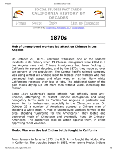 CALIFORNIA HISTORY BY DECADES