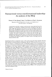 Transactional versus transformational leadership: An analysis of the