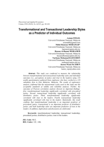 Transformational and Transactional Leadership Styles as