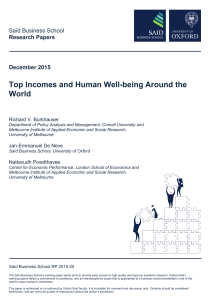Top Incomes and Human Well-being Around the World