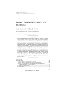 LONG-TERM POTENTIATION AND LEARNING