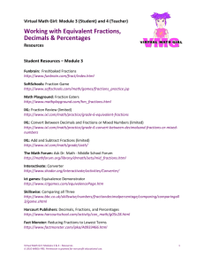 Working with Equivalent Fractions, Decimals & Percentages